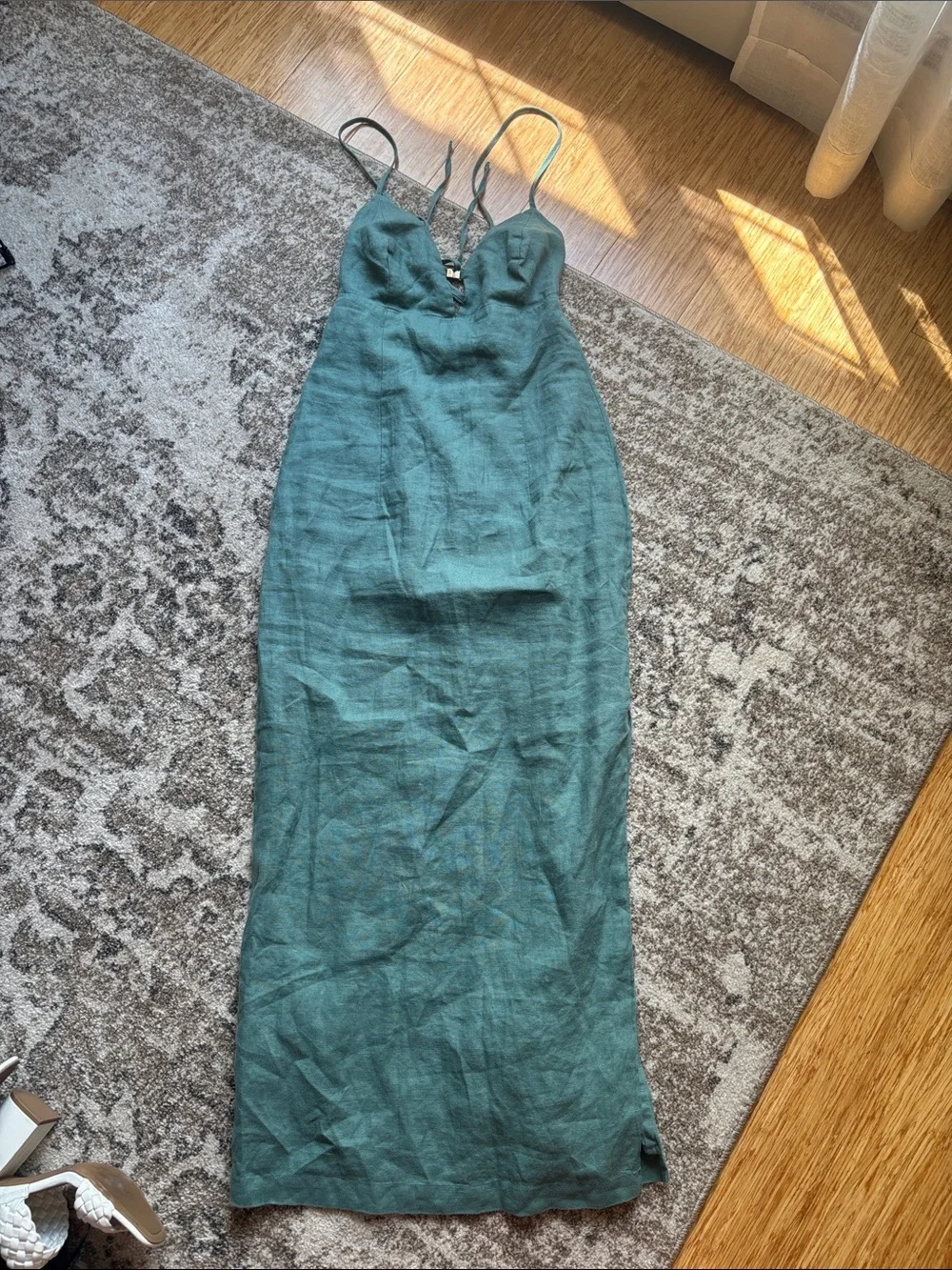 Abercrombie & Fitch Teal Strappy V-Neck Maxi Dress